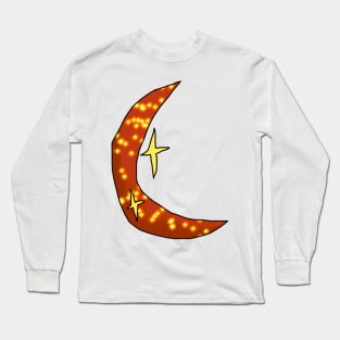 Crescent Orange Sparkly Moon Long Sleeve T-Shirt